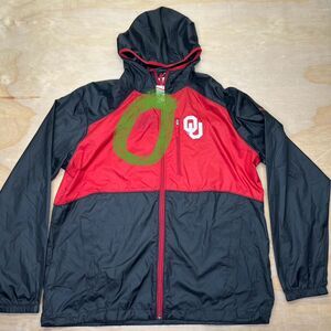 NEW DAMAGED LG Oklahoma Sooners Columbia Full Zip Windbreaker Hoodie
